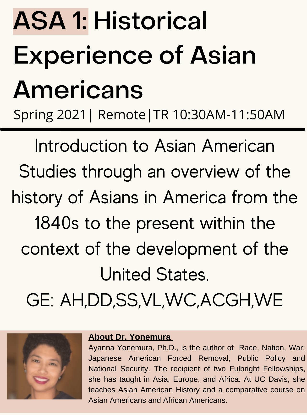 ASA Spring 2021 Course Flyers Department of Asian American Studies at